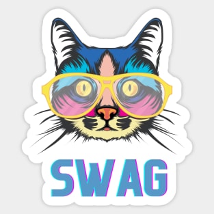 Cat wearing glass swag Sticker